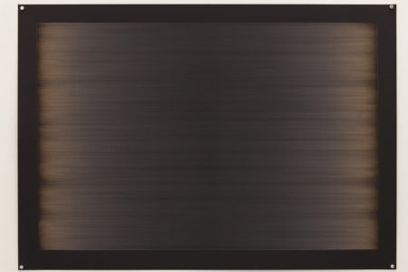 Laser line phase no.6 (four passes), 2015, 100x70cm, 445nm laser on paper