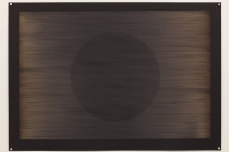 Laser multi-phase no.3 (Fibonacci delay with circle), 2015, 100x70cm, 445nm laser on paper